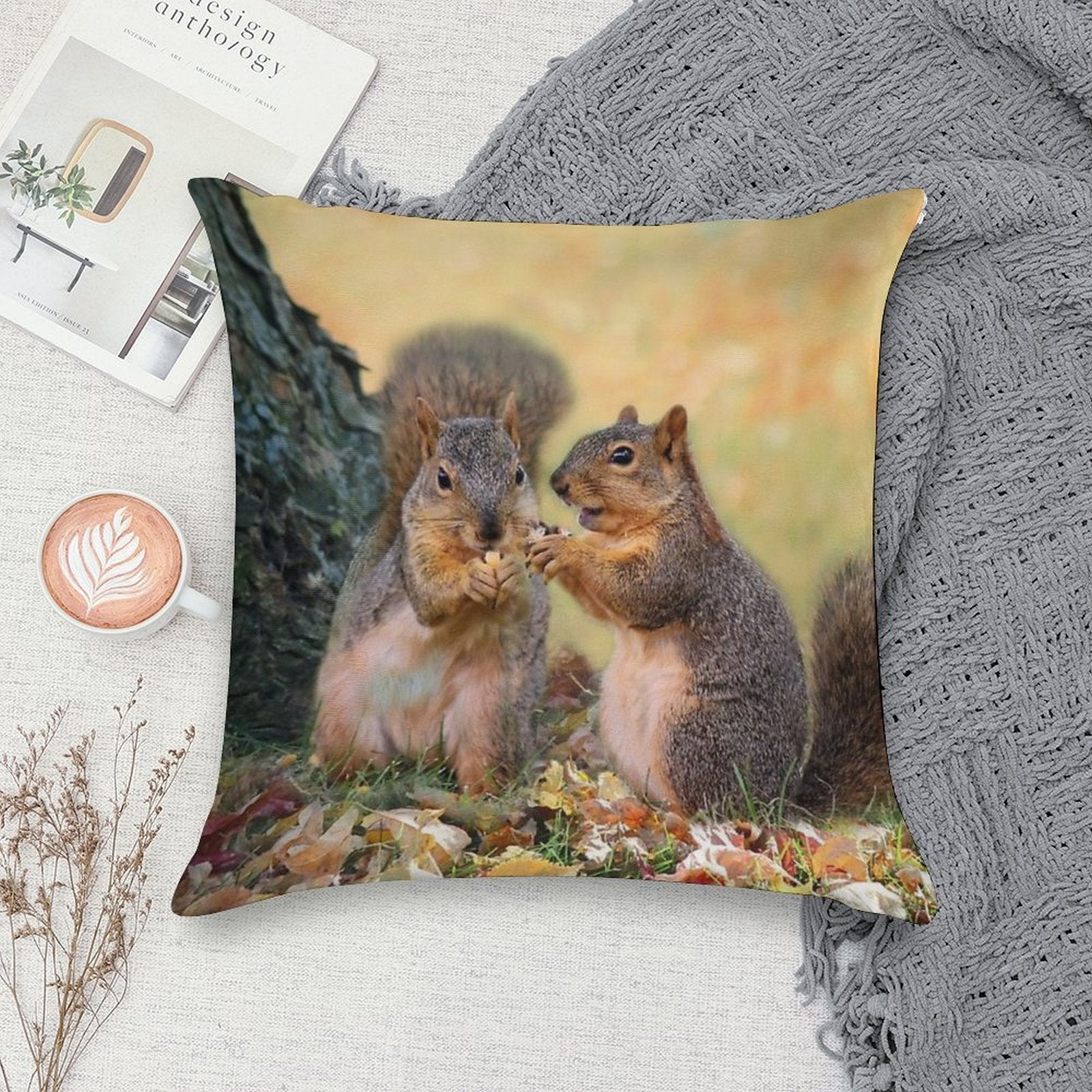Squirrel Talk Soft Fade-Resistant Throw Pillow