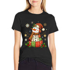 Snow Man Quilt Christmas Pajama Funny Family  High-quality Stitching T-Shirt