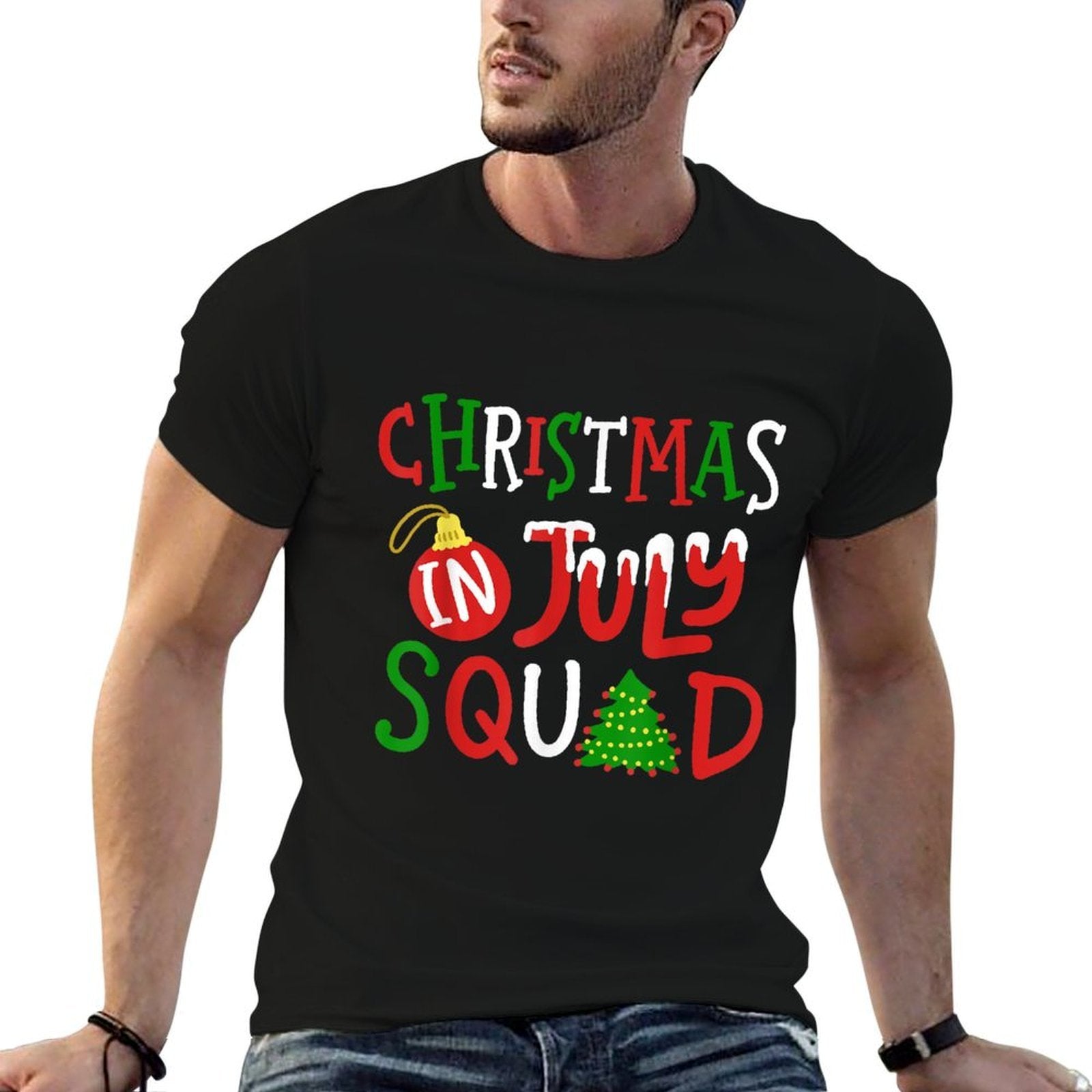 Christmas in July Squad Funny Merry Xmas Men Women Kids  Polyester Blend T-Shirt