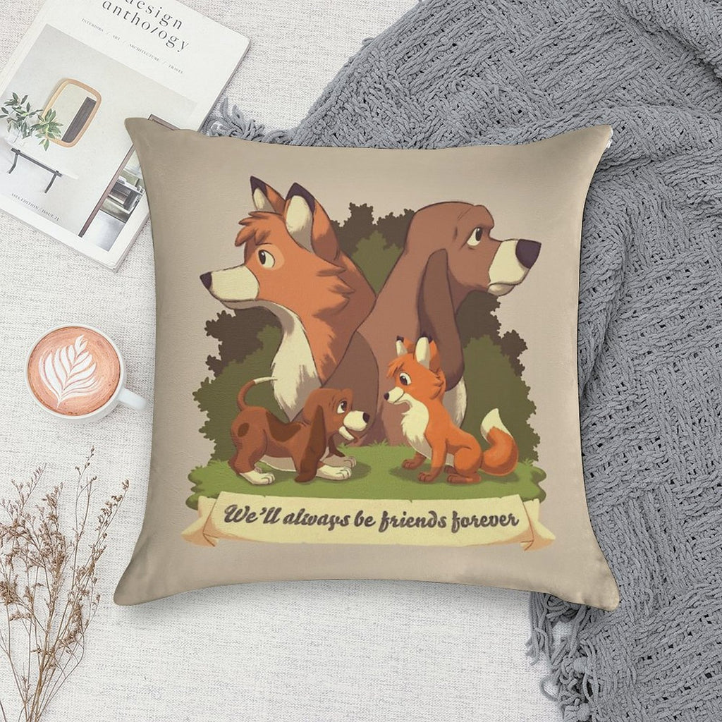 We Ll Always Be Friends Forever  Red Fox, Hound Dog, 80s Kid, BFF Soft Style Accent Throw Pillow