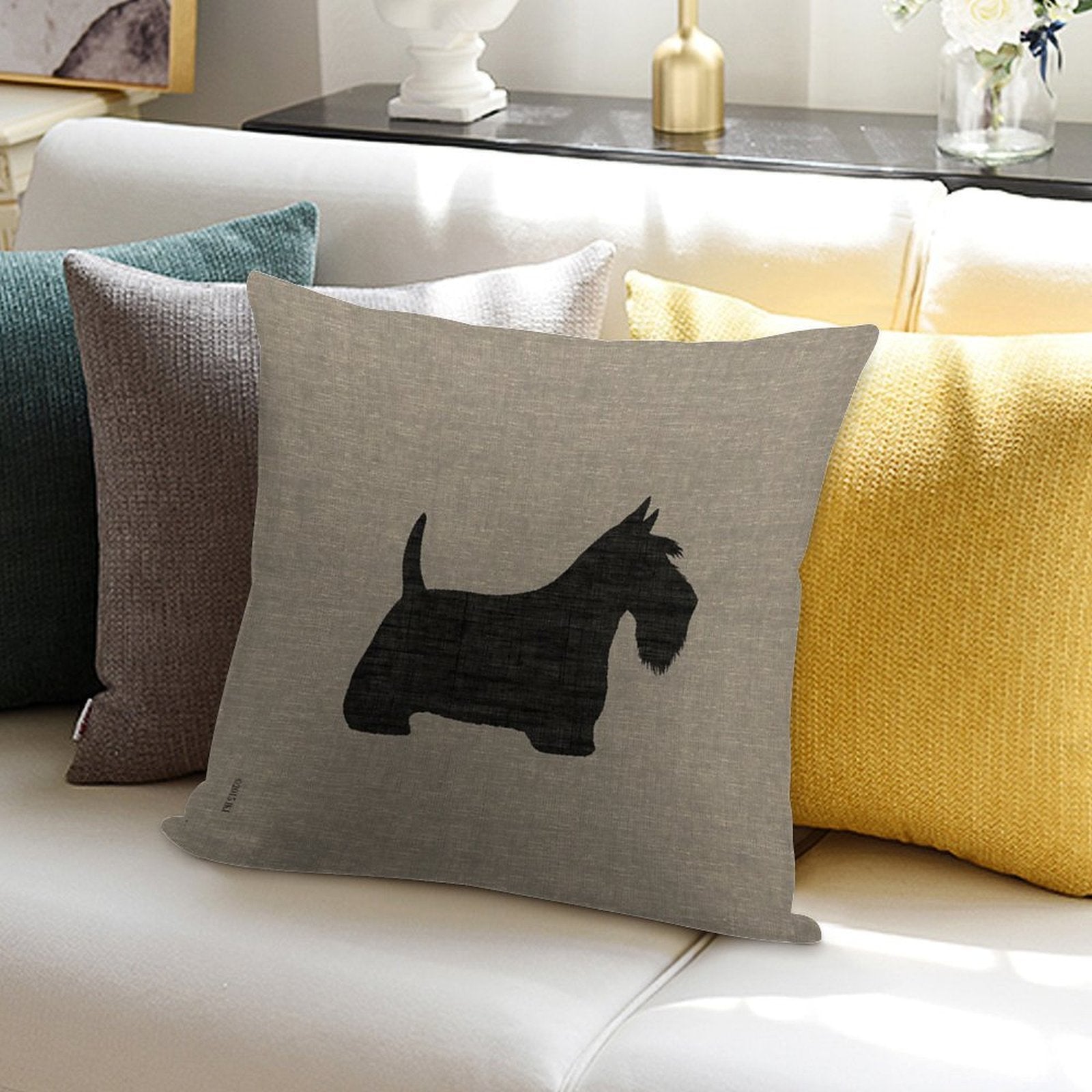 Scottish Terrier Silhouette(s) Black Scottie Dog Soft Multiple Sizes Throw Pillow