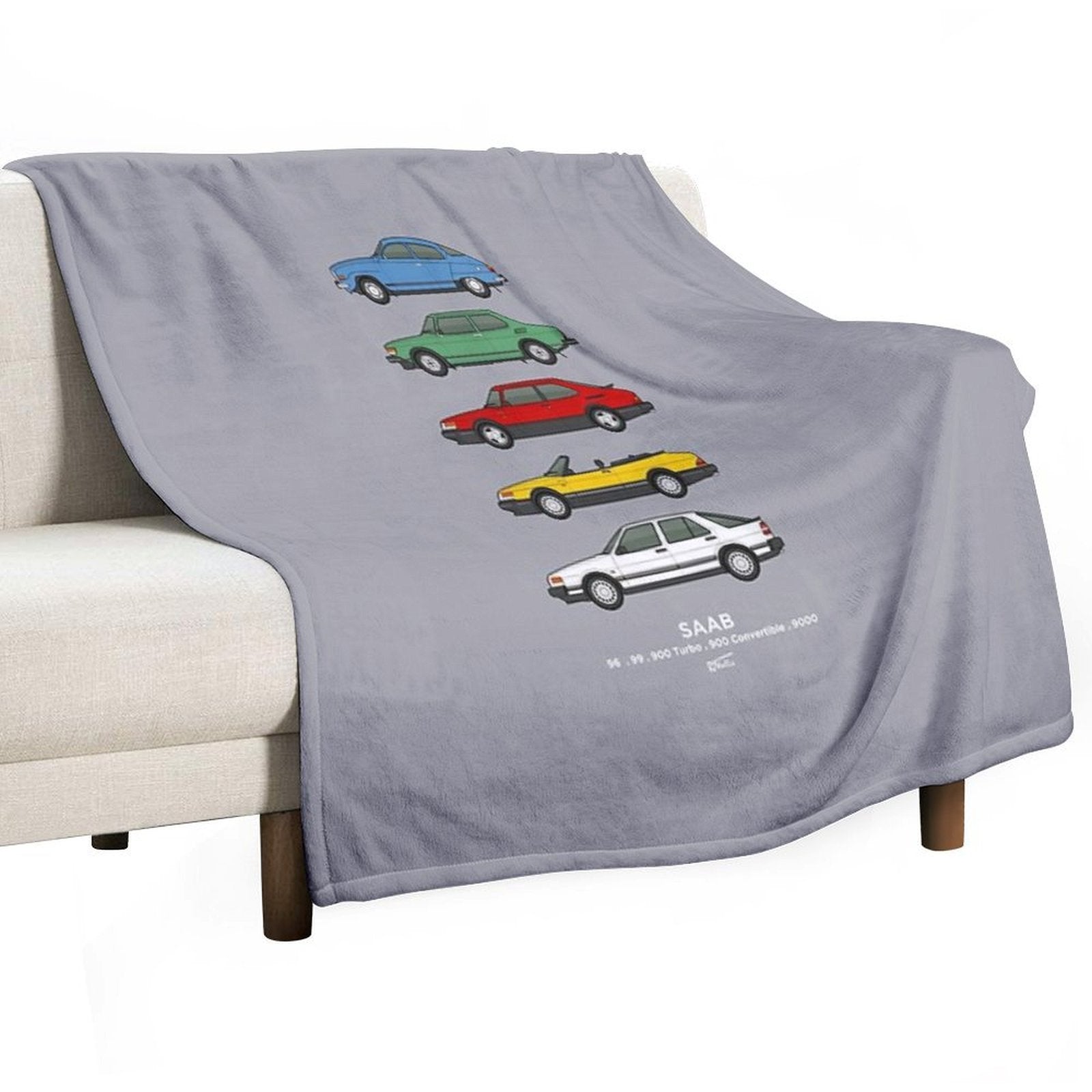 Saab Classic Car Outline Illustration Multi-functional Throw Blanket