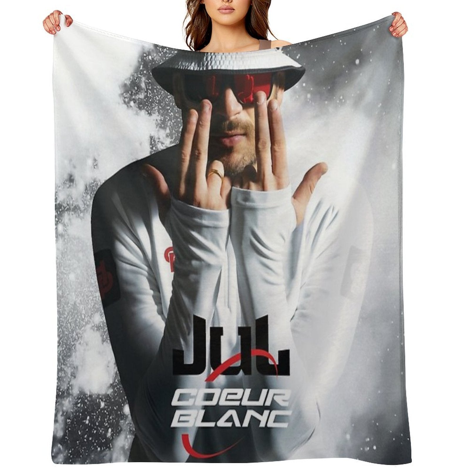 JUL WHITE HEART Velvety-soft Throw Blanket