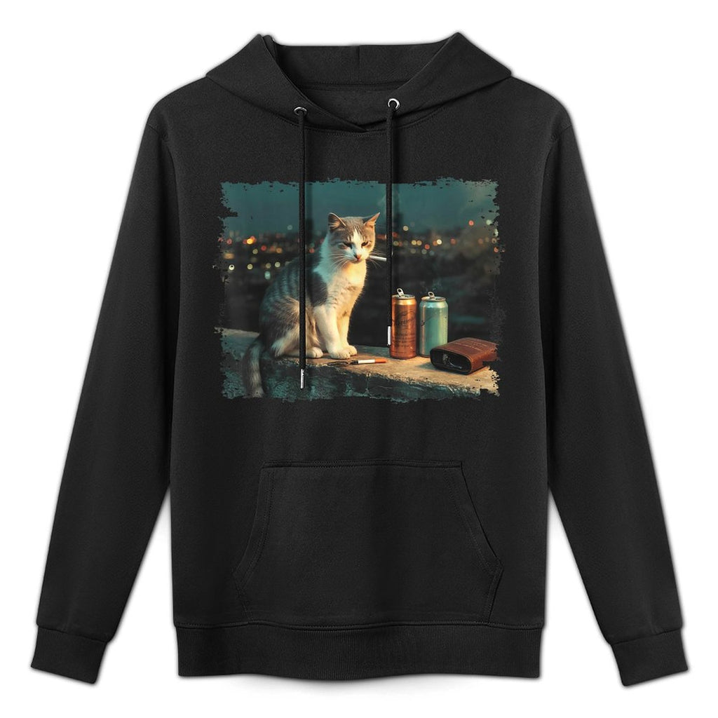 Cigarette Kitten Funny Smoking Cat Meme Stupid Brainrot Easy Care Hoodie