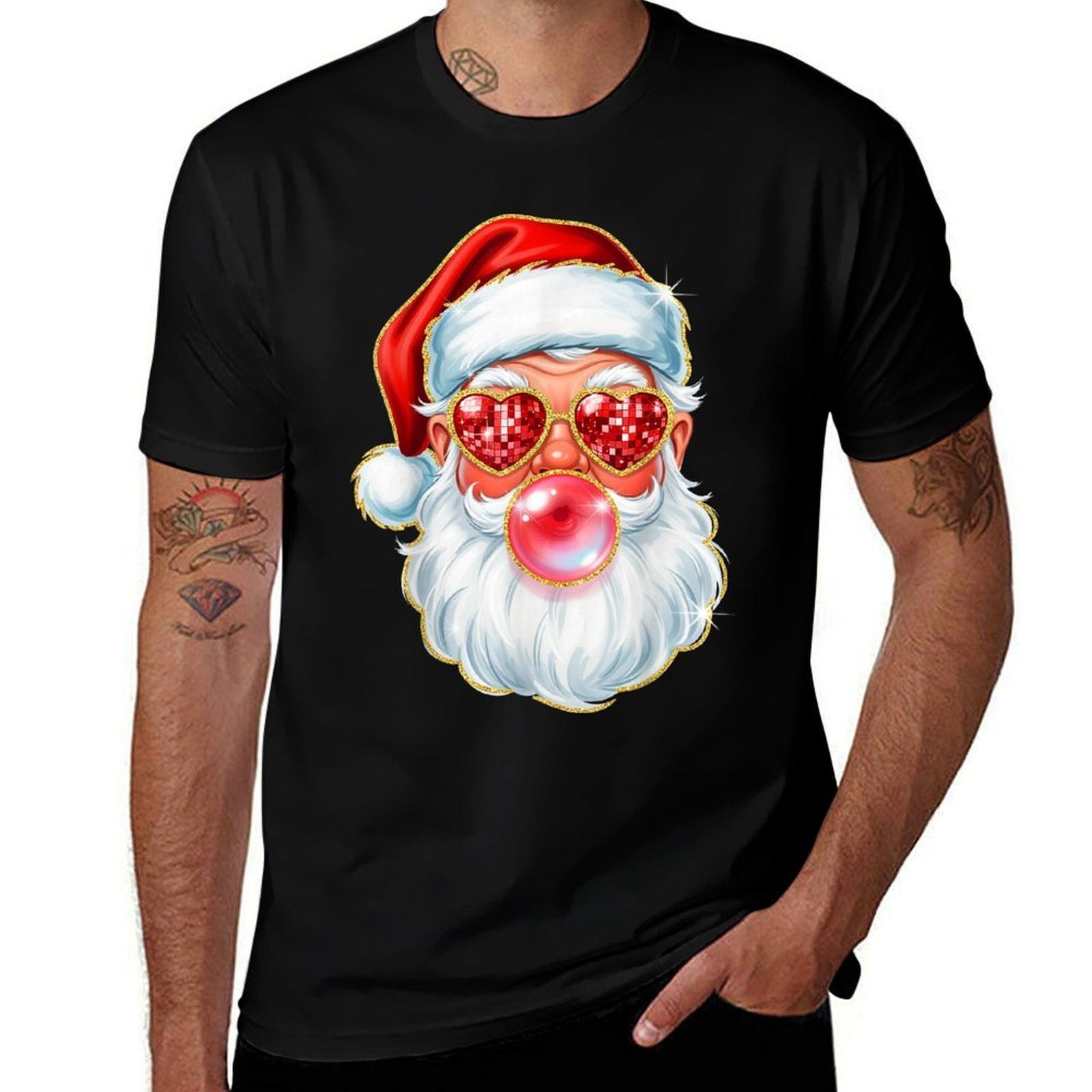 Cute Santa Bubble Gum for Womenn Little Girls Christmas  Tagless Design T-Shirt