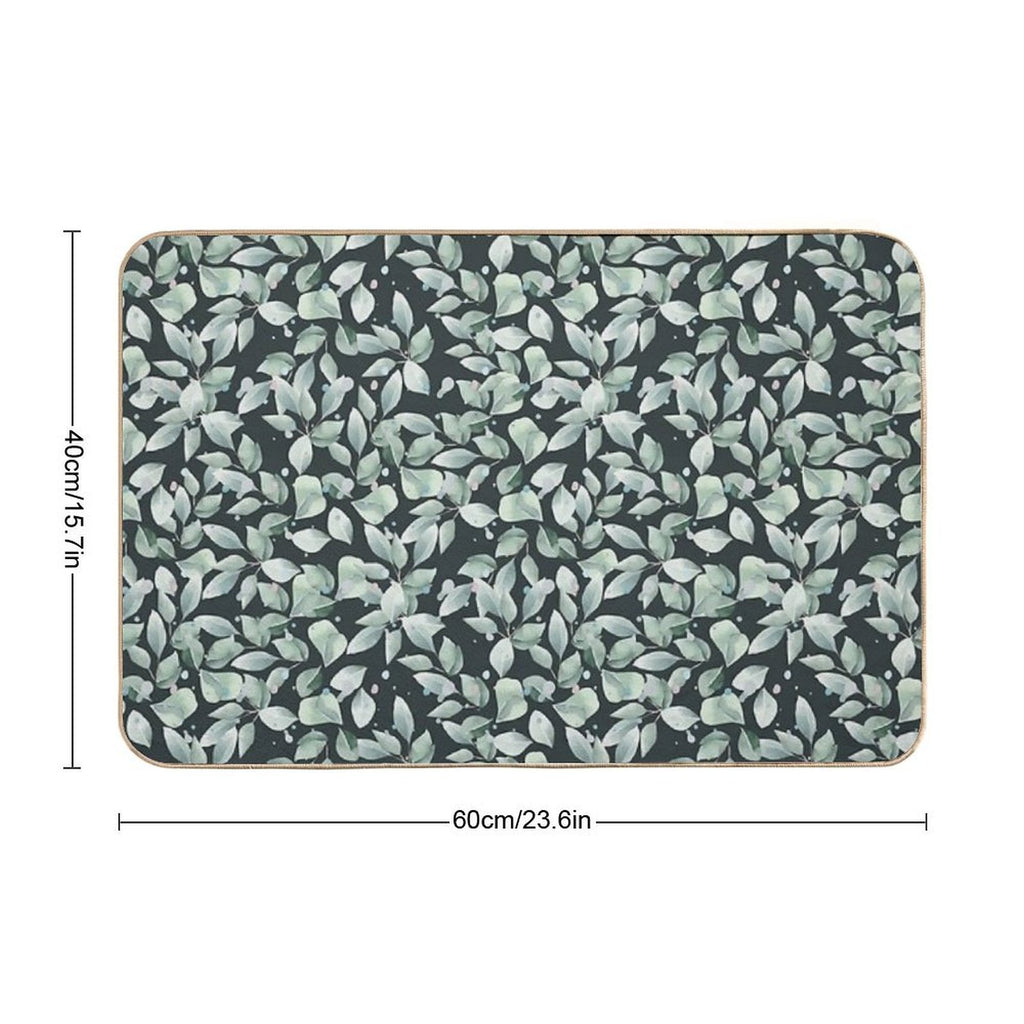 Eucalyptus Leaves Pattern. Botanical Seamless Illustration Is Good for Greeting Cards, Posters, Banners, Textile Print And Gift  Odorless Bath Mat