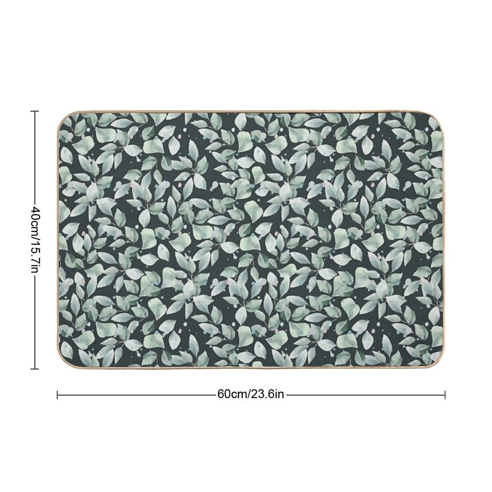 Eucalyptus Leaves Pattern. Botanical Seamless Illustration Is Good for Greeting Cards, Posters, Banners, Textile Print And Gift  Odorless Bath Mat