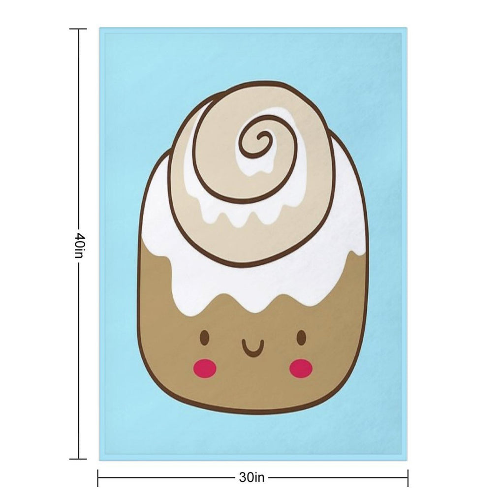 Cute Kawaii Cinnamon Bun Lightweight Throw Blanket