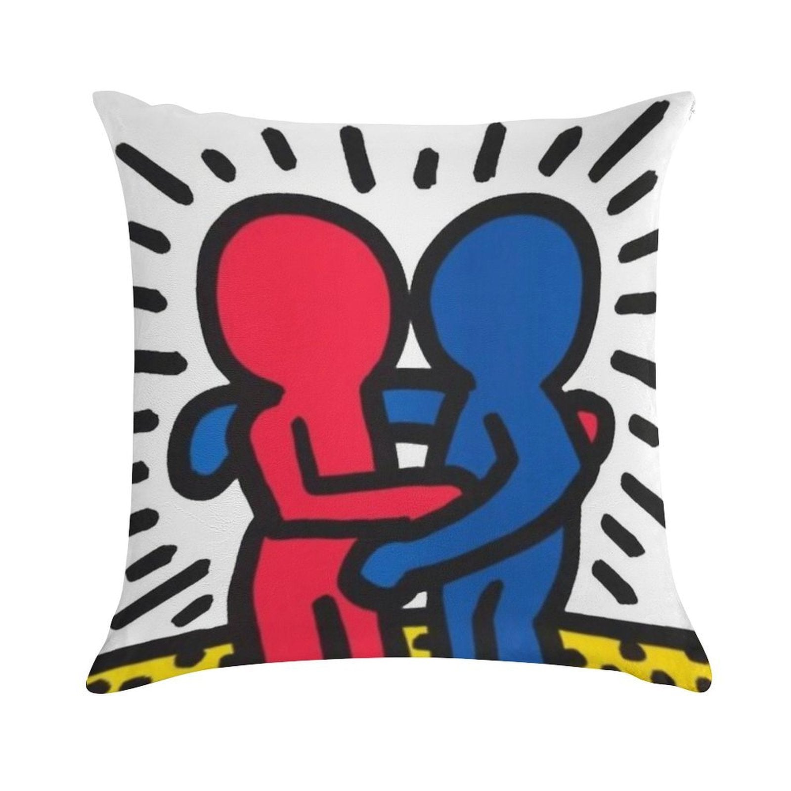 Haring Pop Art Soft Hidden Zipper Throw Pillow