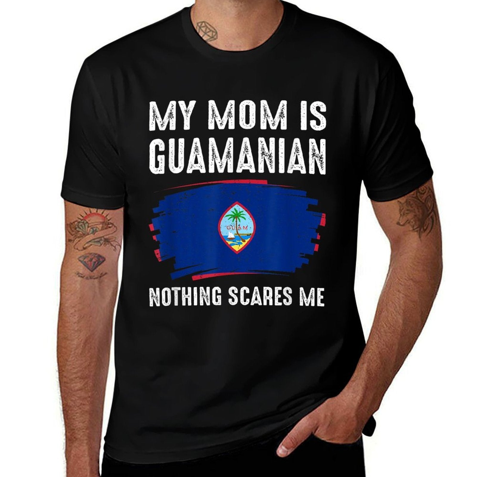 My Mom Is Guamanian Guam Pride Heritage Roots  Oversized Silhouette T-Shirt