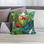 Fresh Parrot Tropical Banana Leaves Bouquet Soft Decorative Cover Throw Pillow