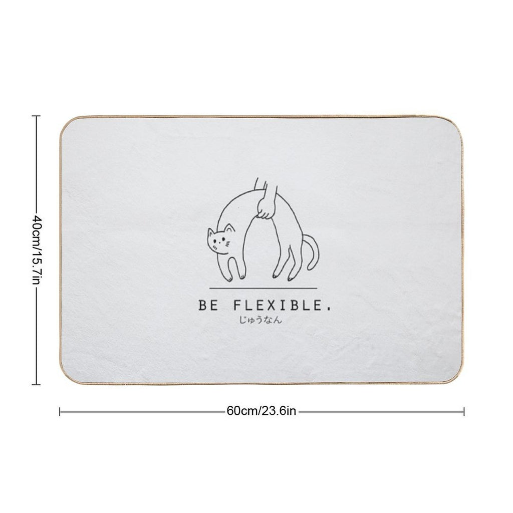 Be Flexible Kawaii Cat MinimalistSimple Art  Dirt-Trapping Bath Mat