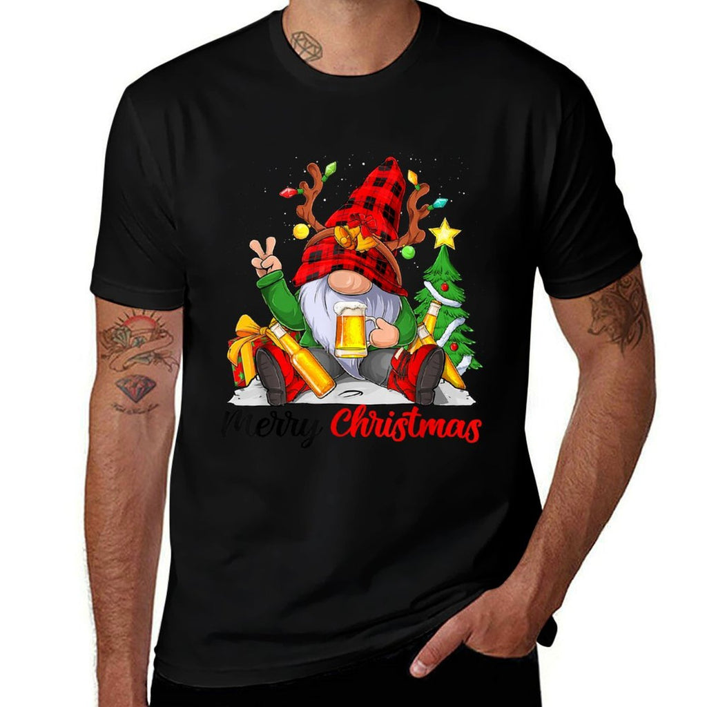 Funny Merry Christmas Beer Lover Men Women Gnome Lovers  Odor-resistant T-Shirt