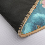 Teal Watercolor Floral Pattern  Anti-Trip Bath Mat