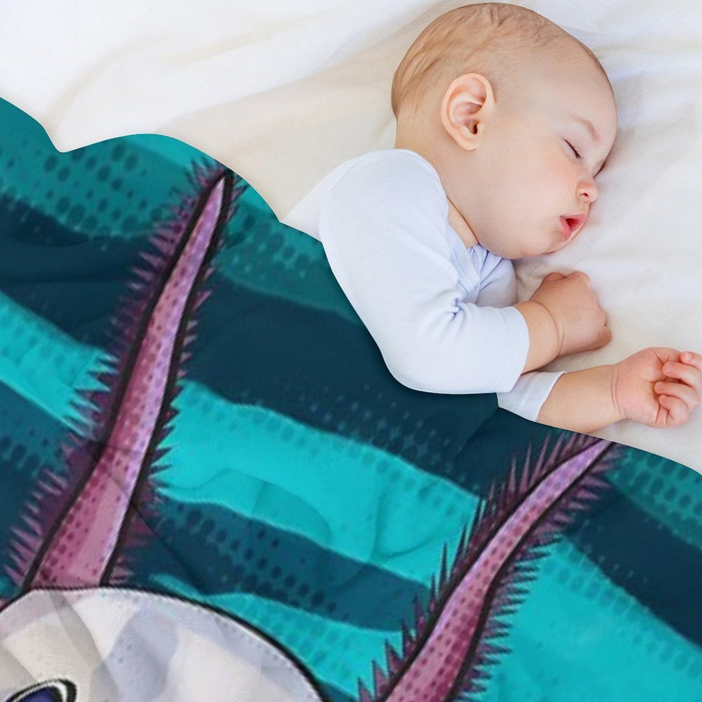 Axolotl with Water Background Machine-washable Throw Blanket