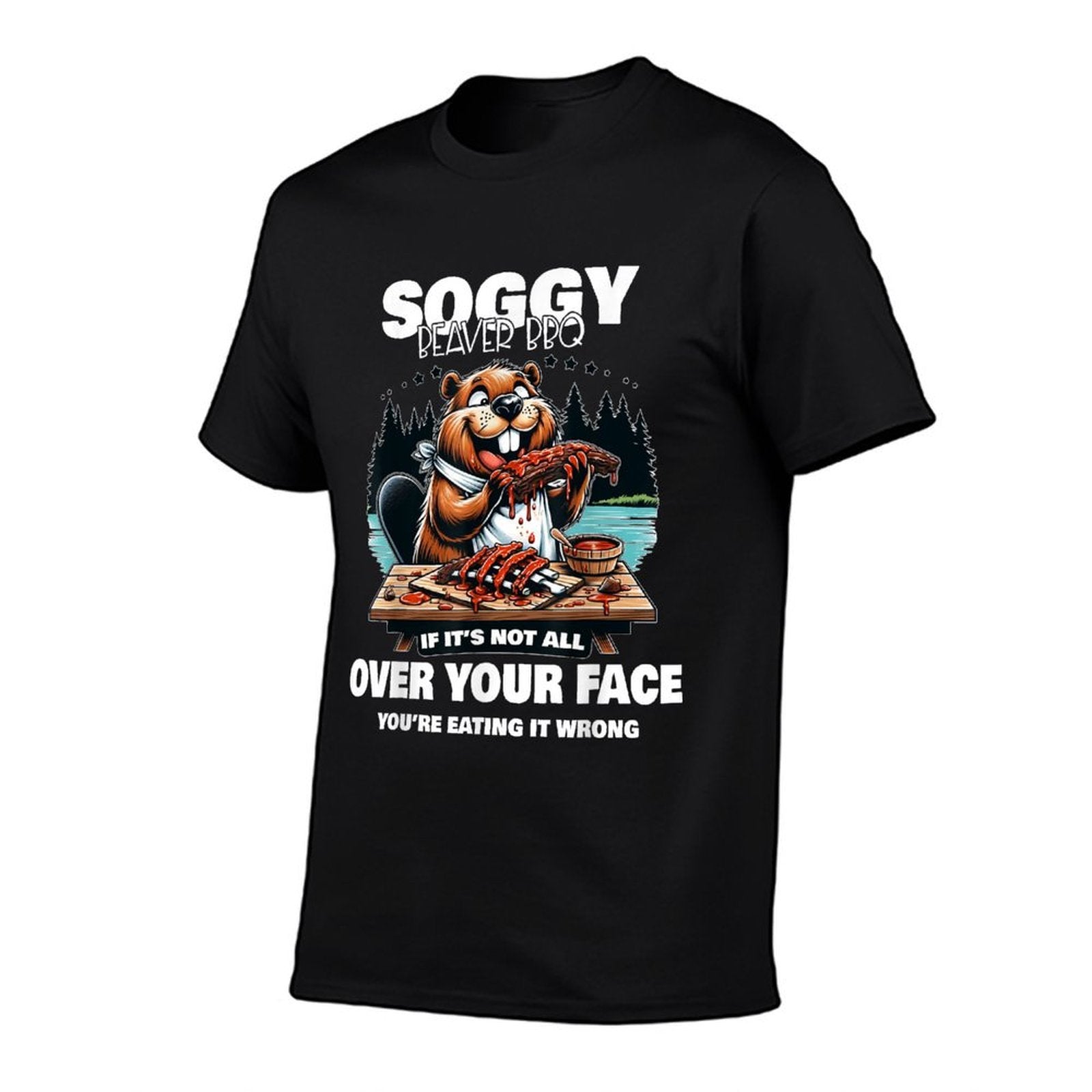 Soggy Beaver BBQ If Its Not All Over Your Face Beaver  Oversized Silhouette T-Shirt