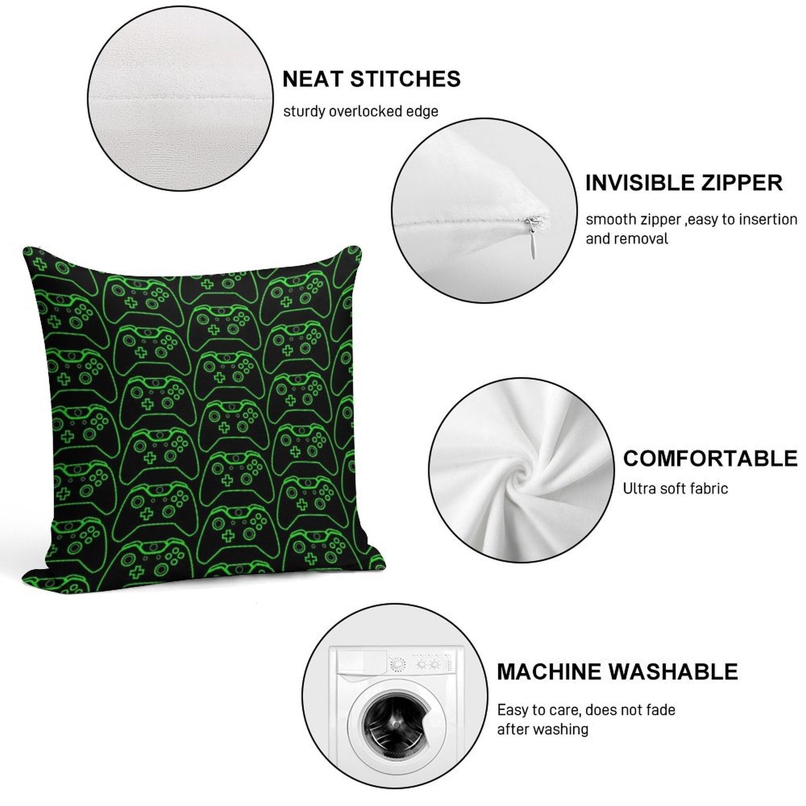 Xbox Inspired Controller Soft Easy Maintenance Throw Pillow