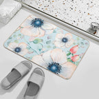 Summer Flowers Light Blue  Fade-Resistant Bath Mat