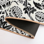 Vintage Flower Ornament Botanical, Black And Cream Durable Bath Mat