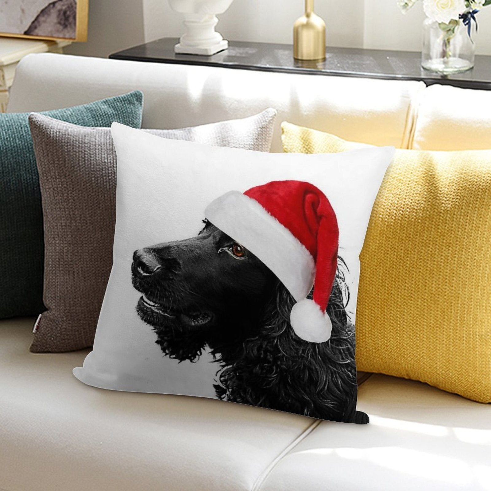 Merry Christmas Cocker Soft Washable Throw Pillow