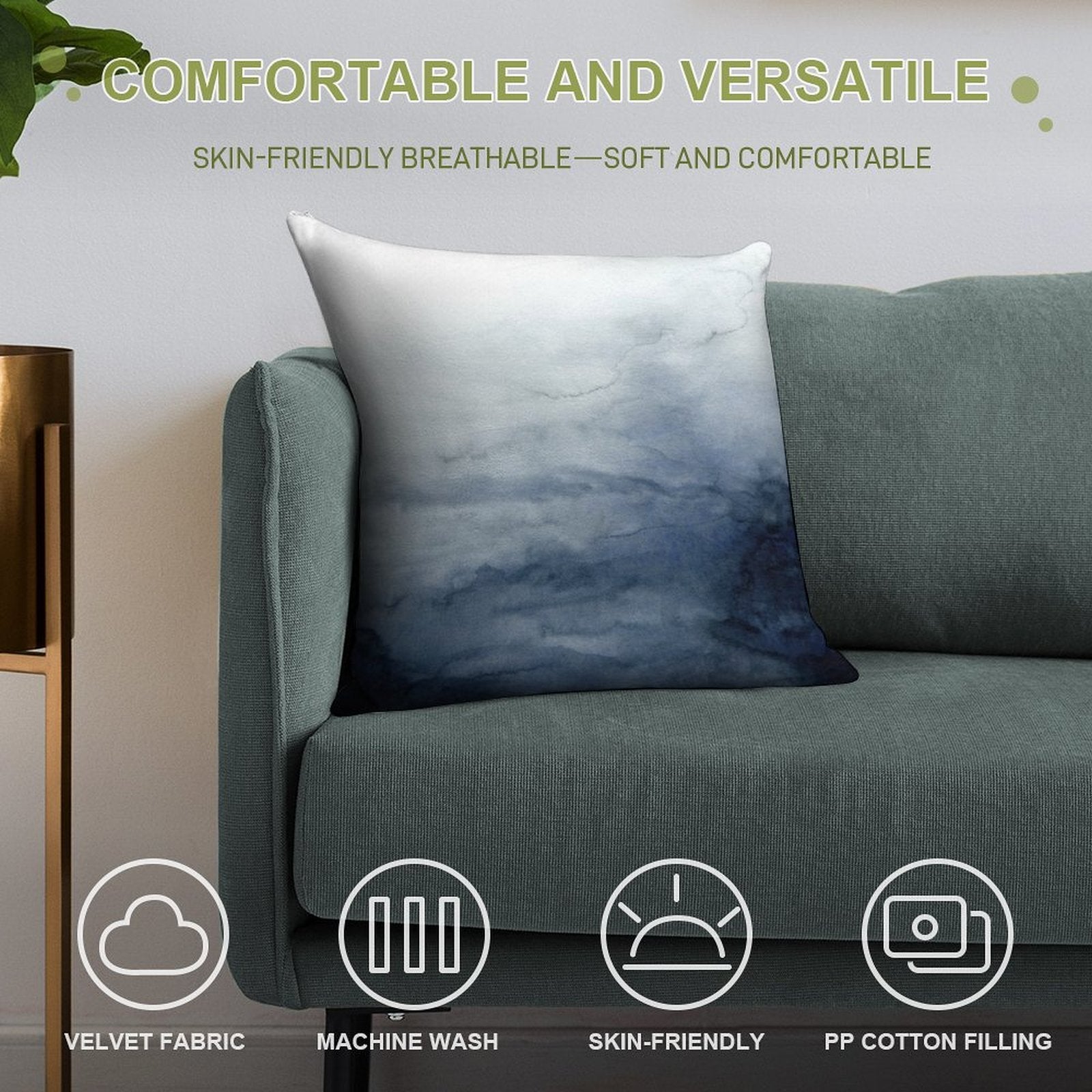 Indigo Abstract Painting  No.2 Soft Durable Construction Throw Pillow