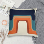 Mid-Century Modern Meets 1970s Orange And Blue Rainbow Soft High-Density Material Throw Pillow