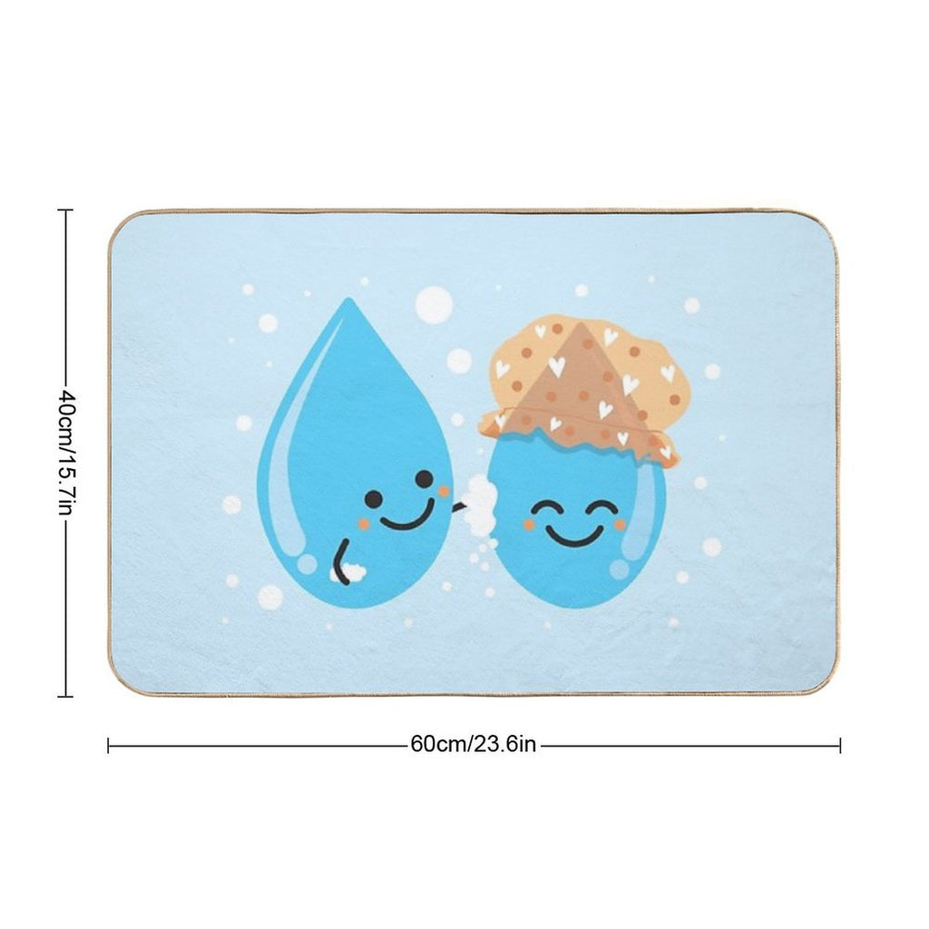Cute Water Droplets Bathing  Multi-Purpose Bath Mat