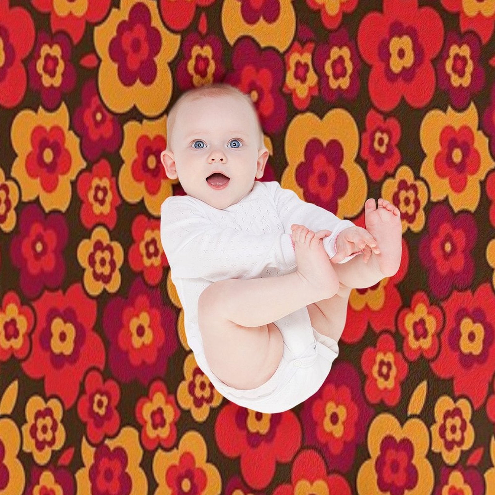 Retro Vintage Orange Poppies Gift-ready Throw Blanket