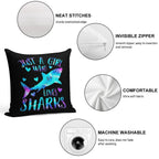 Just A Girl Who Loves Sharks Soft High-Density Material Throw Pillow