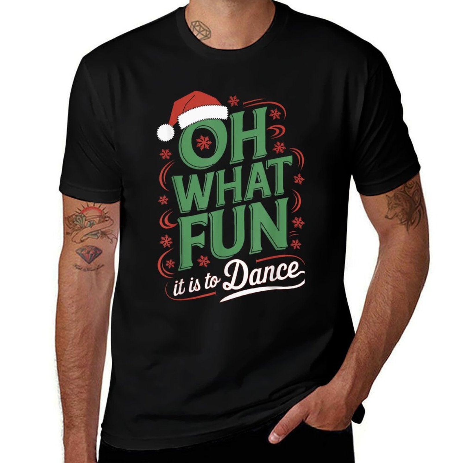 Oh What Fun It Is To Dance Holiday Santa Dance Winter Dance  Wrinkle-resistant T-Shirt