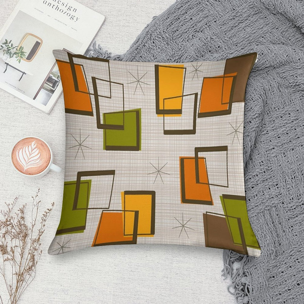Rectangles And Stars Mid-Century Soft Gift Ready Throw Pillow