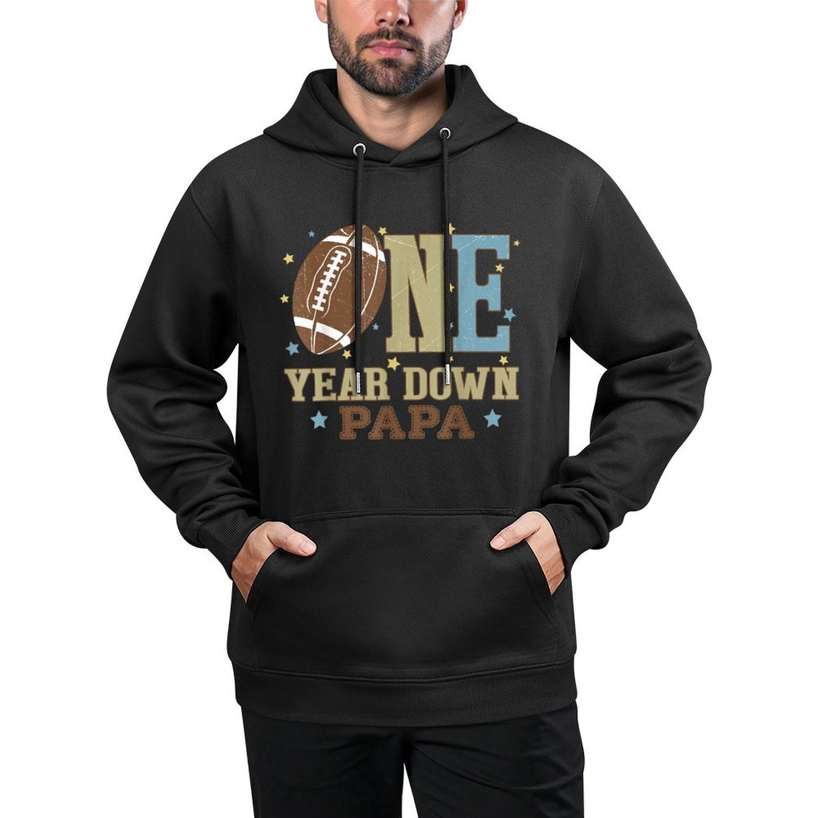 Papa of The 1 Year Old Football 1st Year Down Birthday Boy Casual Wear Hoodie
