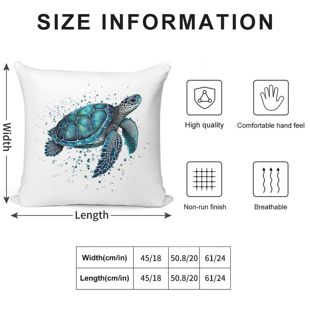 Blue Turquoise Sea Turtle Soft Ultra-Soft Texture Throw Pillow