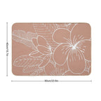 Hawaii Prints, Pink, Floral, Line Drawing,  Fade-Resistant Bath Mat