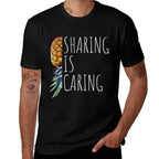 Funny Sharing Is Caring Upside Down Pineapple Swinger  Eco-friendly Material T-Shirt