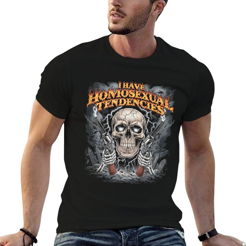 I Have Homosexual Tendencies Tshirt Men Funny Skeleton Meme  Summer-ready Fabric T-Shirt