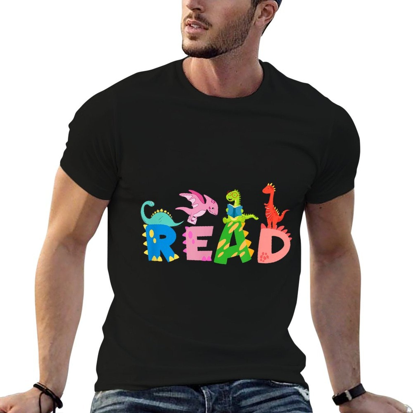 Funny Reading Dinosaur T Rex Dino Book Lover  Relaxed-fit T-Shirt