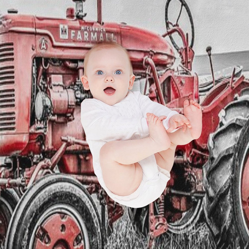 A Tractor Color Isolation Multi-functional Throw Blanket