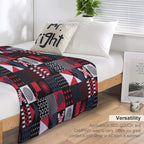Geometric Aesthetic Black White Blue Red Shrink-resistant Throw Blanket
