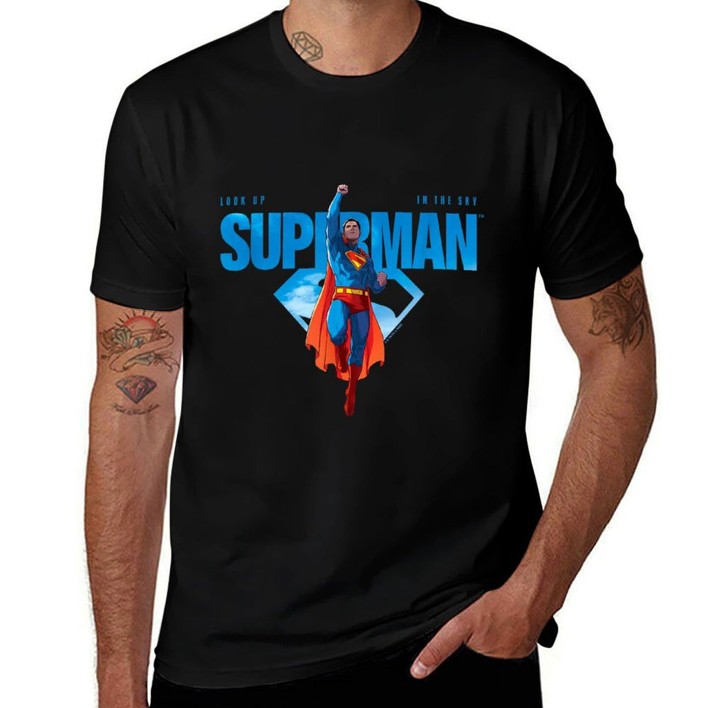 Superman (2025) Look Up In The Sky Superman Logo  Lightweight T-Shirt
