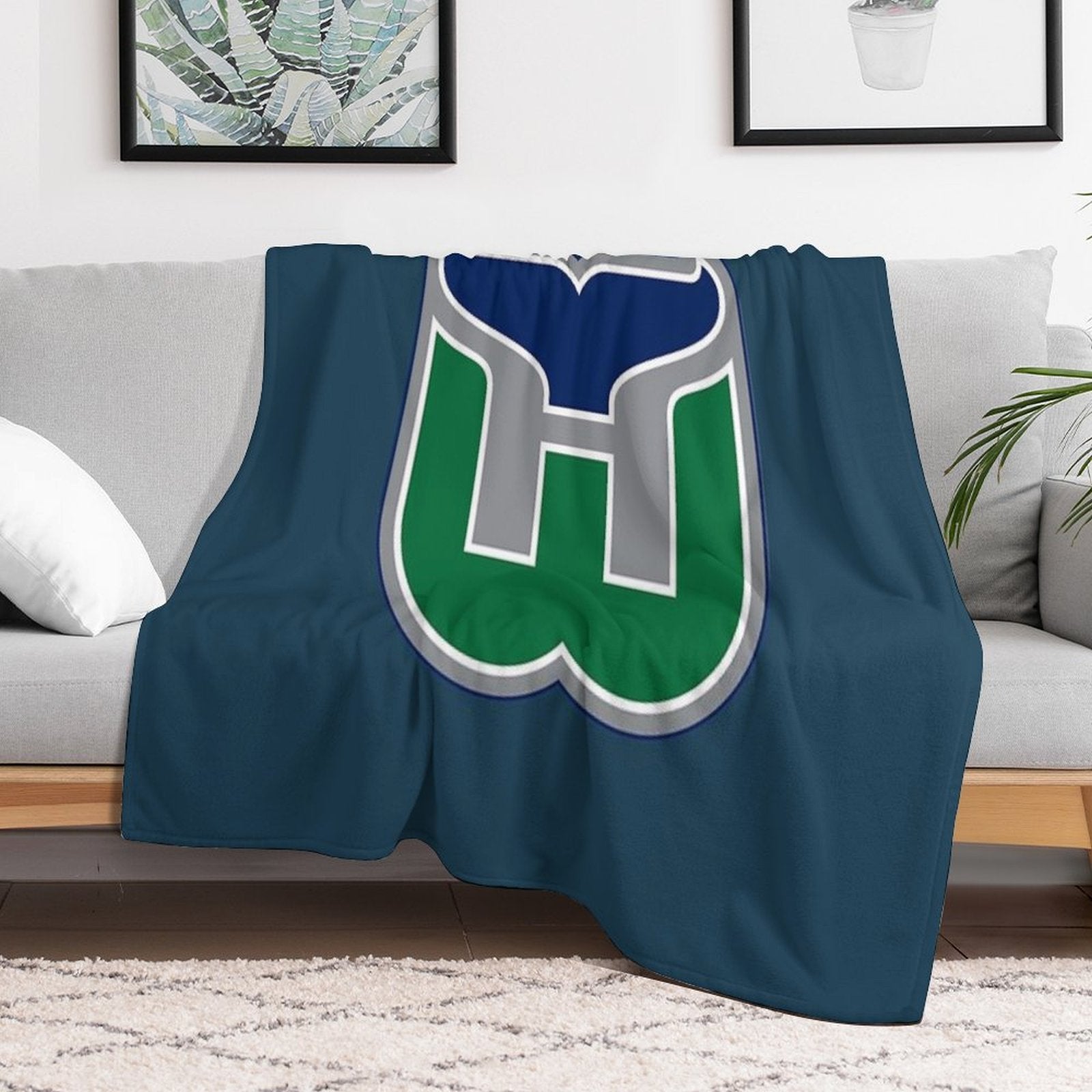Vintage Hartford Hockey  Retro Whalers Sustainable Throw Blanket