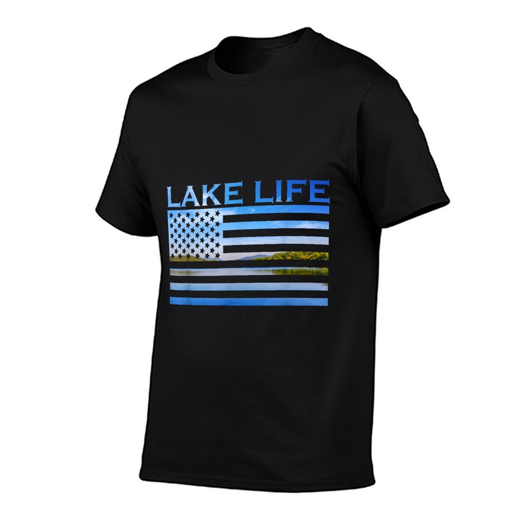 American Patriot Fishing At The Lake This Is Lake Life  Tagless Design T-Shirt