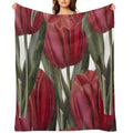 Flower Bouquet, Canva, Flowers, Tails, Pattern, Green, Red Eco-conscious Throw Blanket