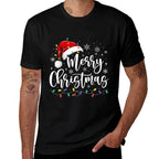 Merry Christmas Lights Red Santa Hat Xmas Family Men Women  Quick-drying T-Shirt