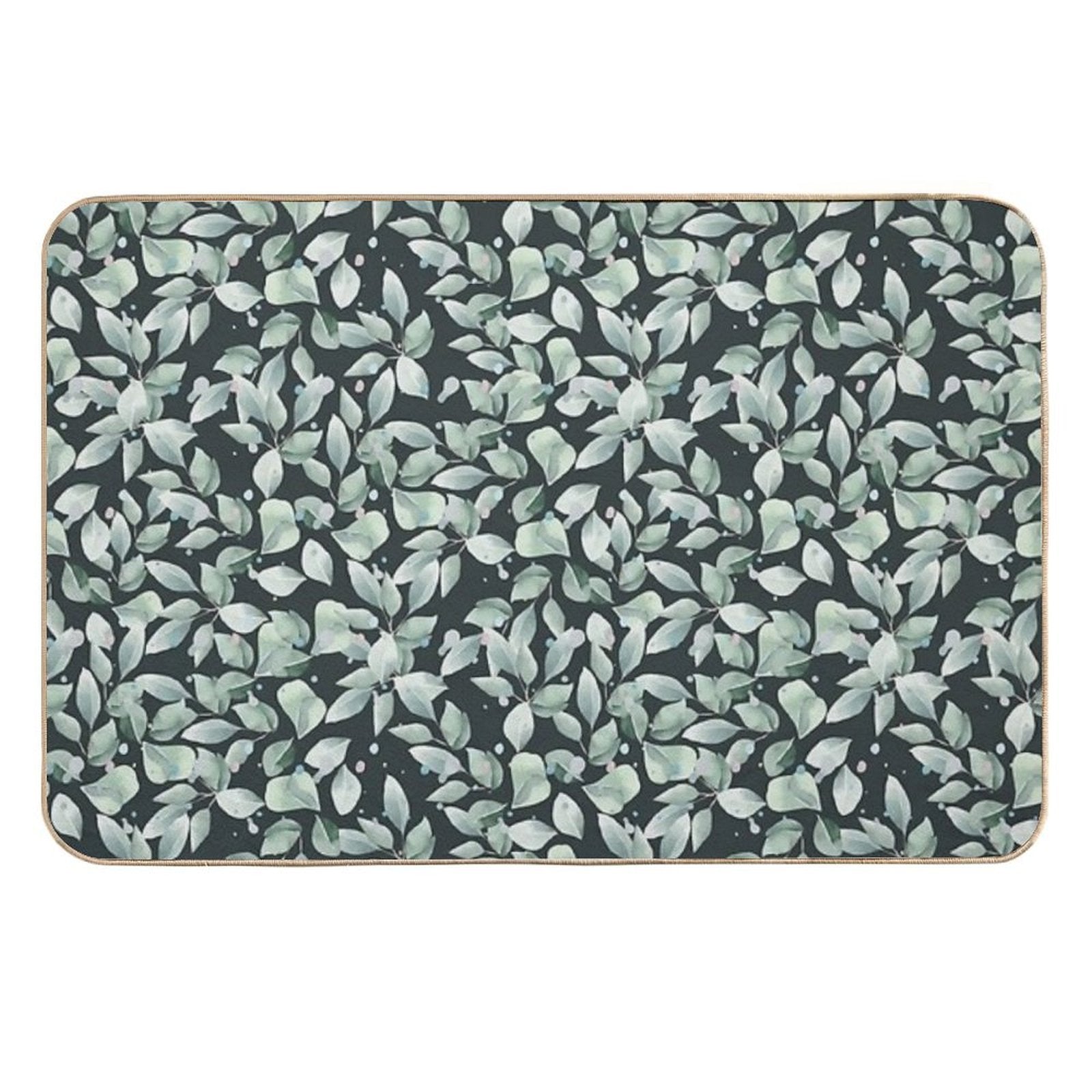 Eucalyptus Leaves Pattern. Botanical Seamless Illustration Is Good for Greeting Cards, Posters, Banners, Textile Print And Gift  Odorless Bath Mat