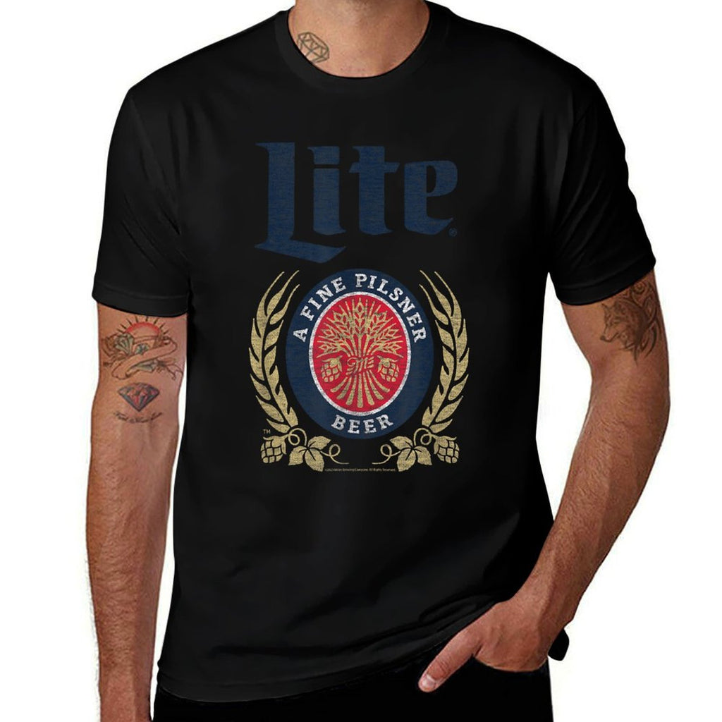 Miller Lite - Crest Logo  Heathered Texture T-Shirt