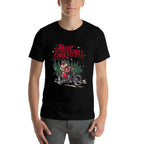 Santa Claus Riding A Motorcycle Christmas Design  Oversized Silhouette T-Shirt