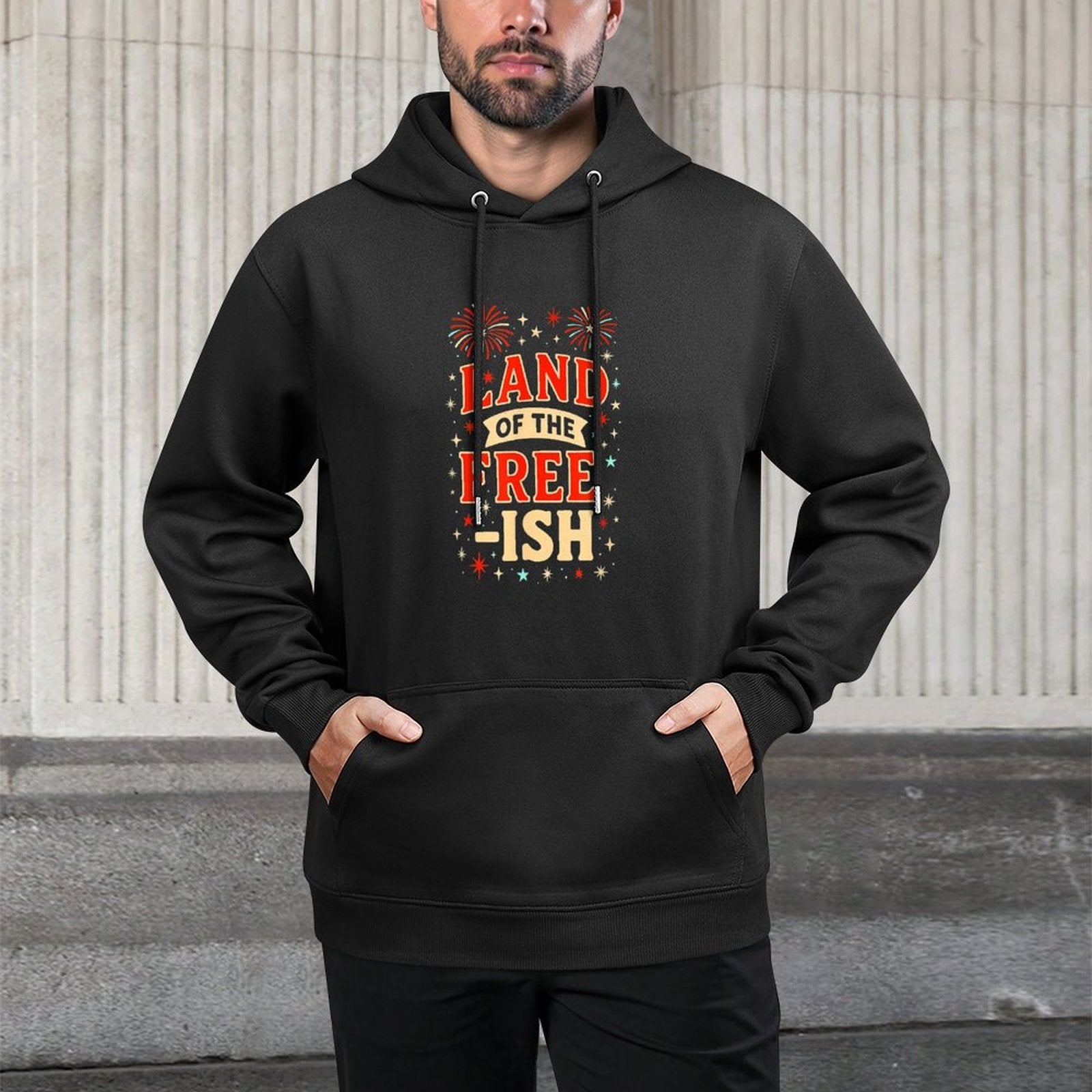 Anti-MAGA  Land of The Free-ish  July 4th Fireworks Art All-Day Comfort Hoodie