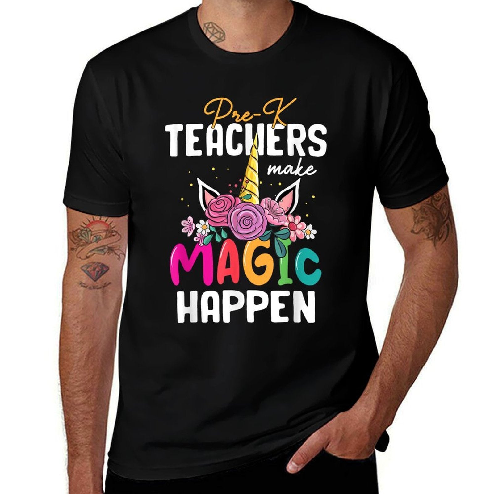 Pre-K Teachers Make Magic Happen Unicorn Back To School  Cotton T-Shirt