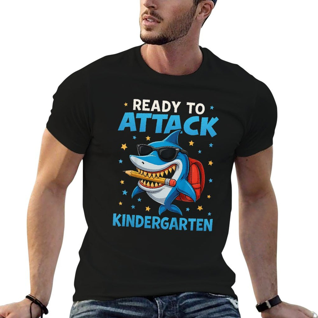 Ready to Attack Kindergarten Funny Back to School Shark  Eco-friendly Material T-Shirt